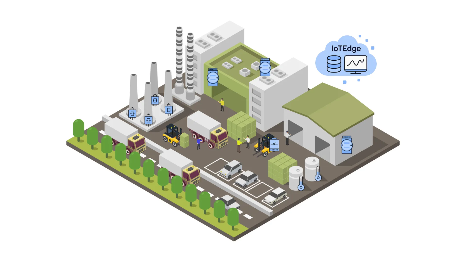 Ilustración de un sitio industrial para la recolección de datos