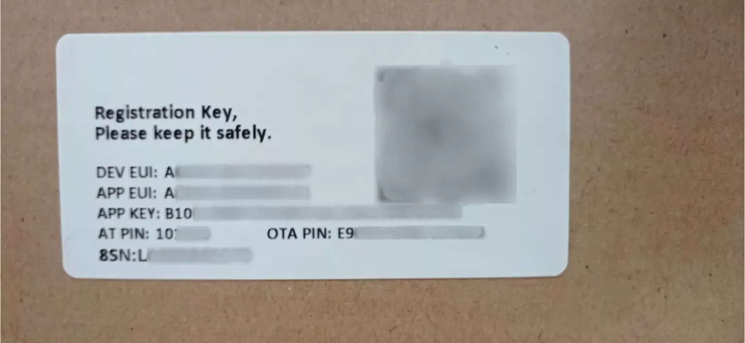 LoRaWan DS03A sensor label used for the project