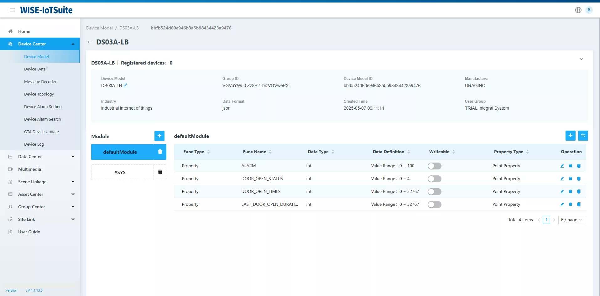 Summary of the creation of the device model DS03A in IoTEdge